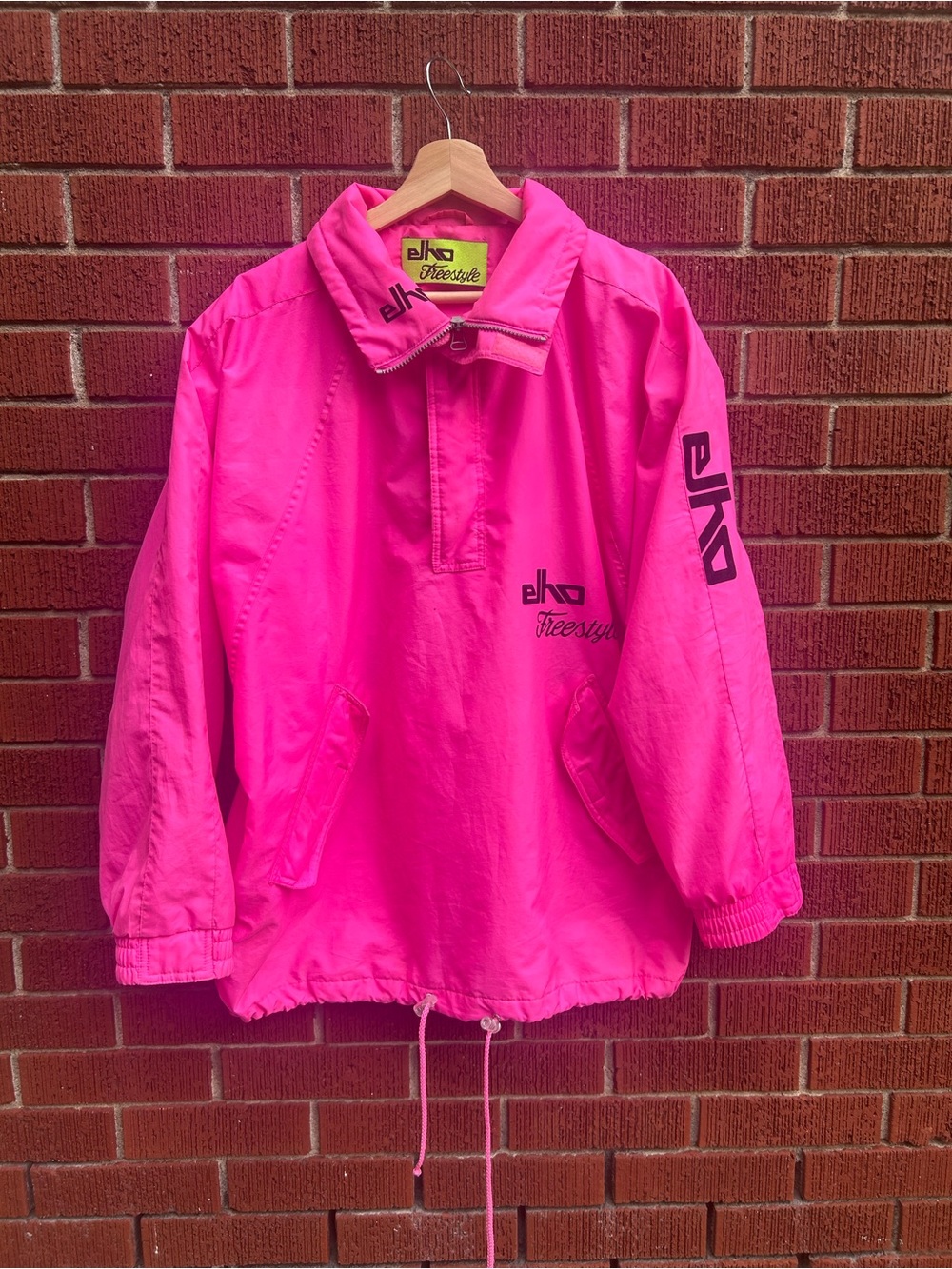 Vintage Elho Freestyle Neon Pink Anorak Pullover Ski Jacket 90s Rave L/XL